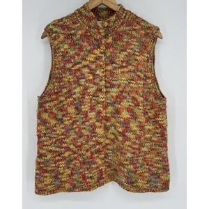 Vintage Talbots‎ Women's 2X Multicolor Wool Blend Knit Snap Front Sweater Vest